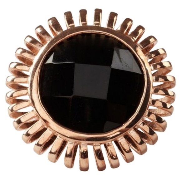 MRE Jewelry Rose Gold Onyx Cocktail Ring - Picture 2 of 3